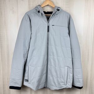 BYLT Basics Men’s Drop Cut Puffer Jacket Hooded Gray Storm Lightweight Size XL